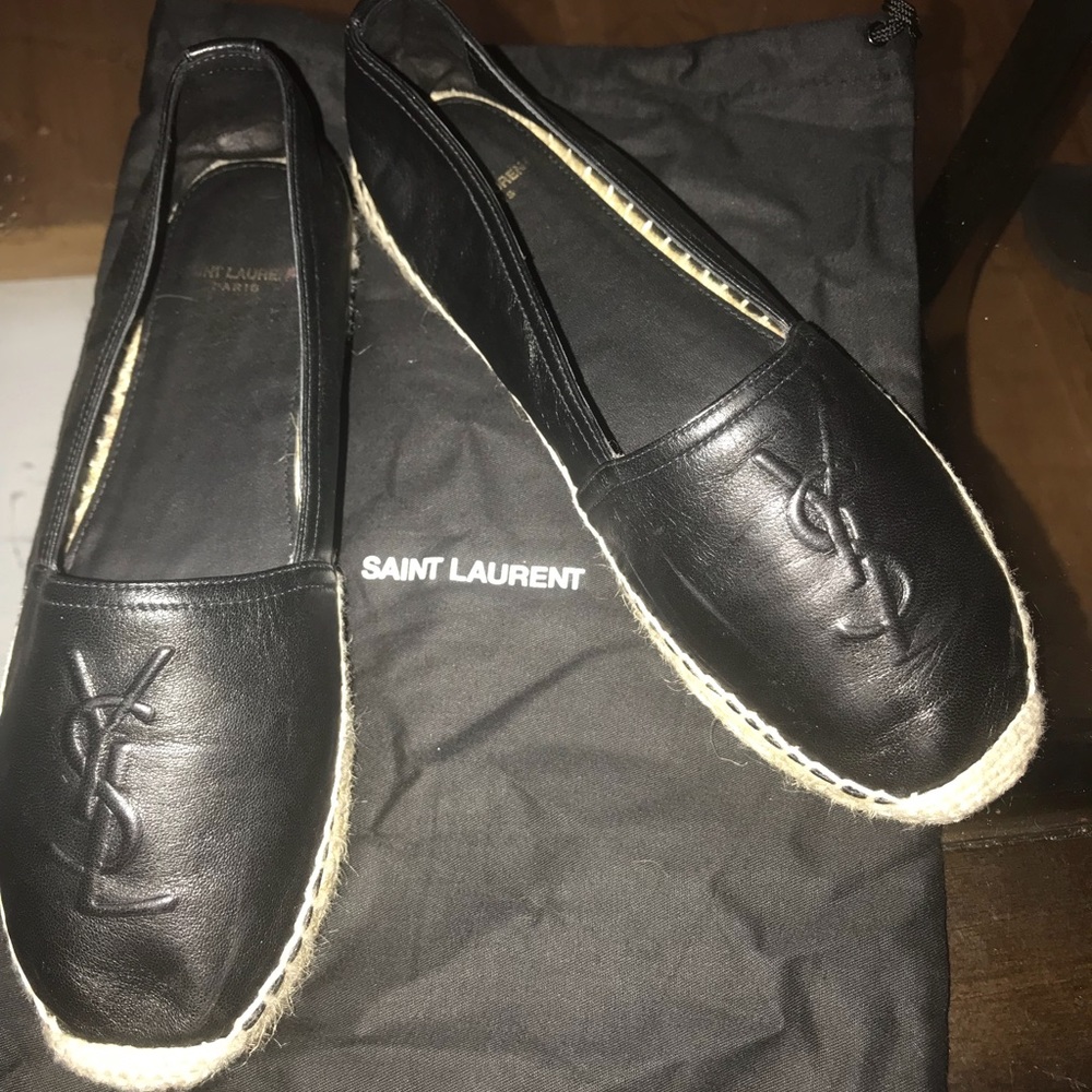 Saint Laurent Women's YSL Logo Leather Espadrilles